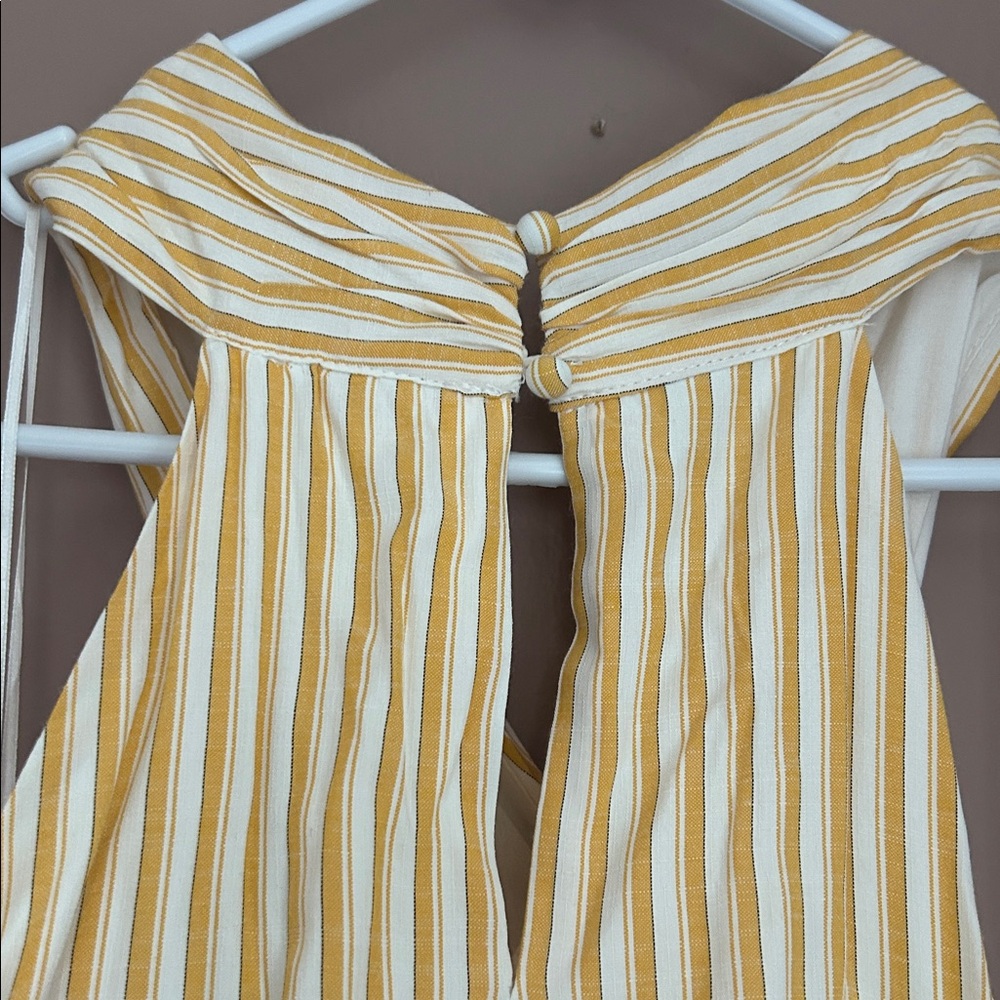 NWT Skies are Blue Yellow Stripes Tiered Halter Maxi Dress Size Small - Picture 6 of 15